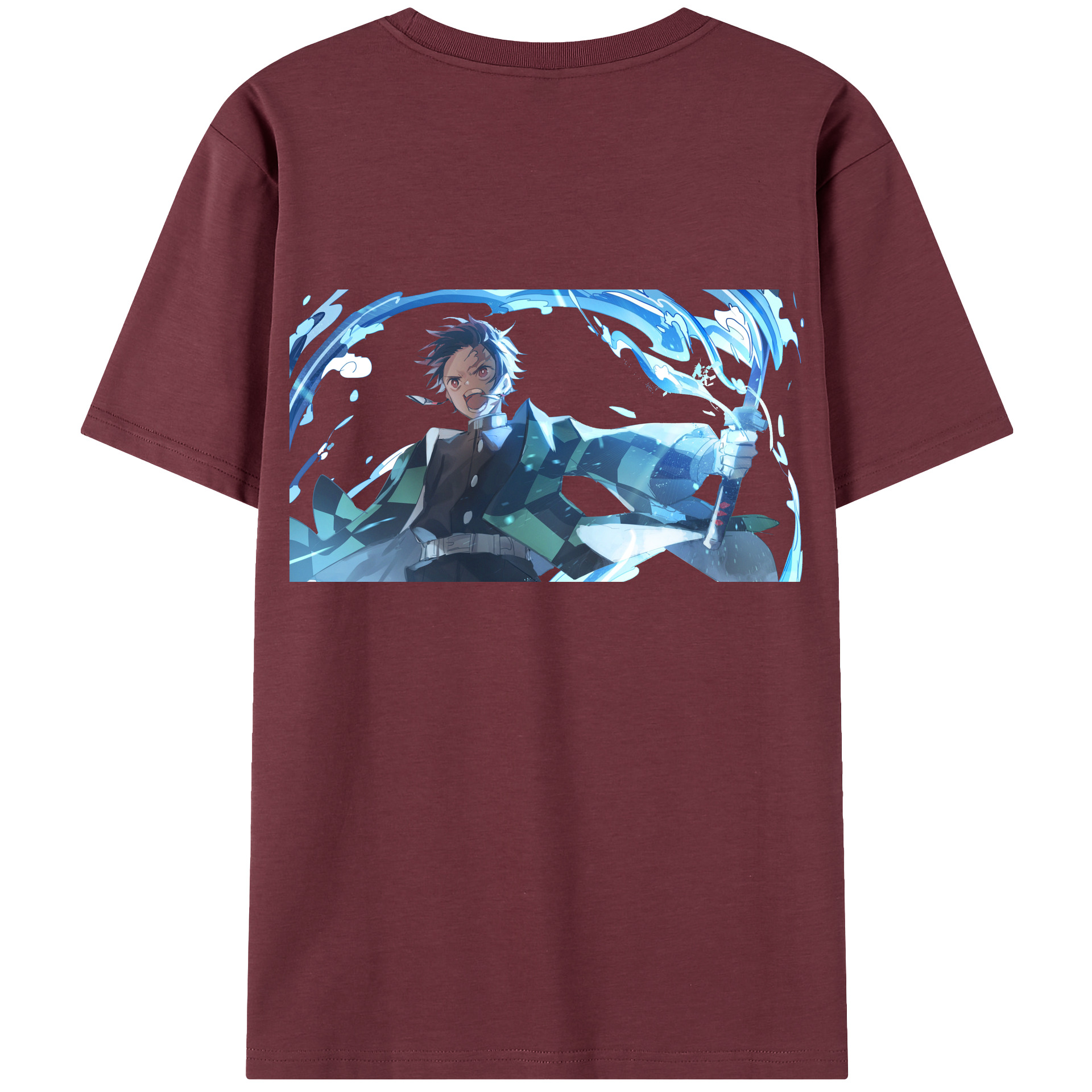 （画像用） 鬼滅の刃 竈門 炭治郎／かまど たんじろう Kamado Tanjirou 綿100％半袖Tシャツ（背面プリント）